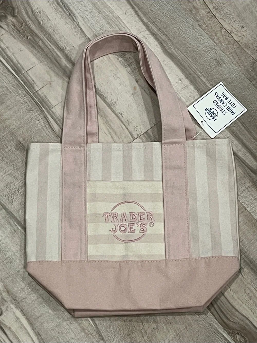 Trader Joe’s Pastel Pink Striped Canvas Mini Tote Bag